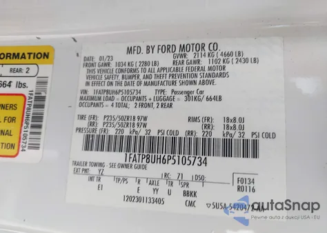 2023 Ford Mustang Ecoboost Premium from USA, damaged, VIN 1FATP8UH6P5105734